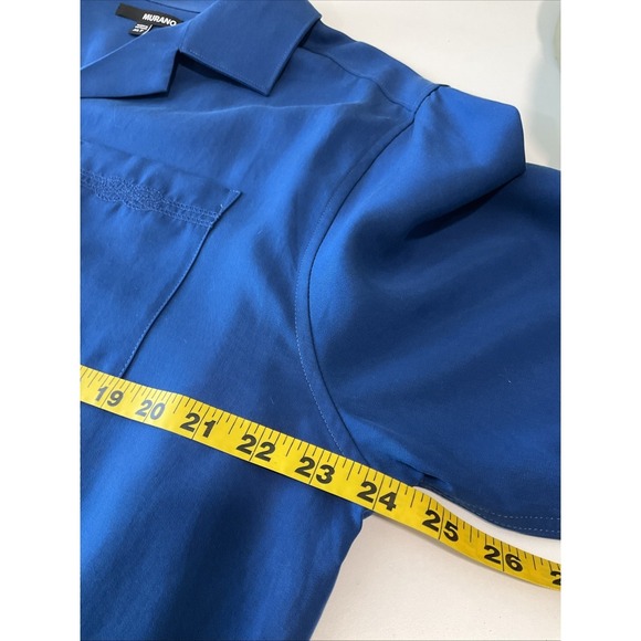 NEW Murano Performance Blue Button Up Short Sleeve Shirt Pocket Casual XL Tall - Picture 6 of 8